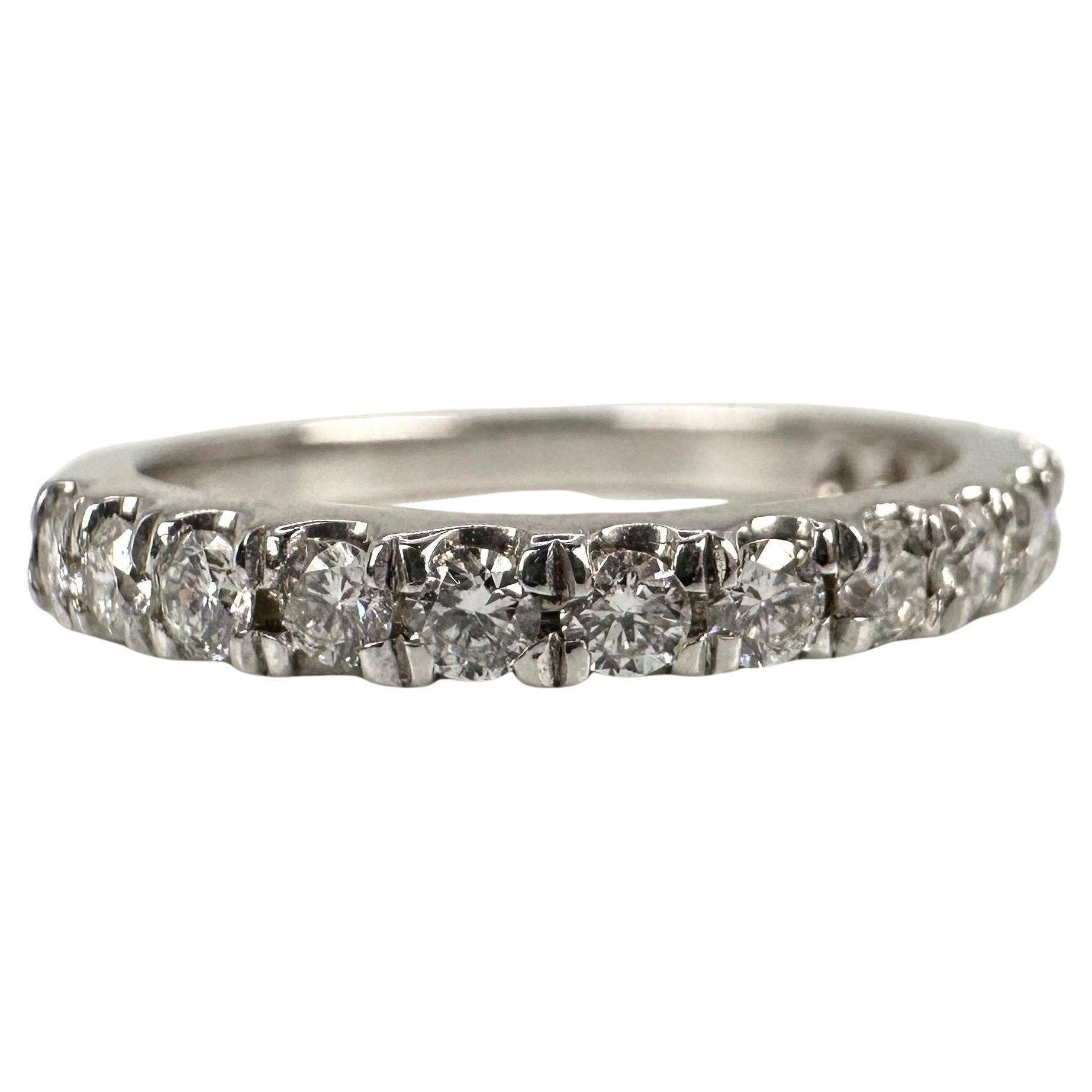 Diamond Wedding Band 14 Karat White Gold Half Eternity Diamond Ring