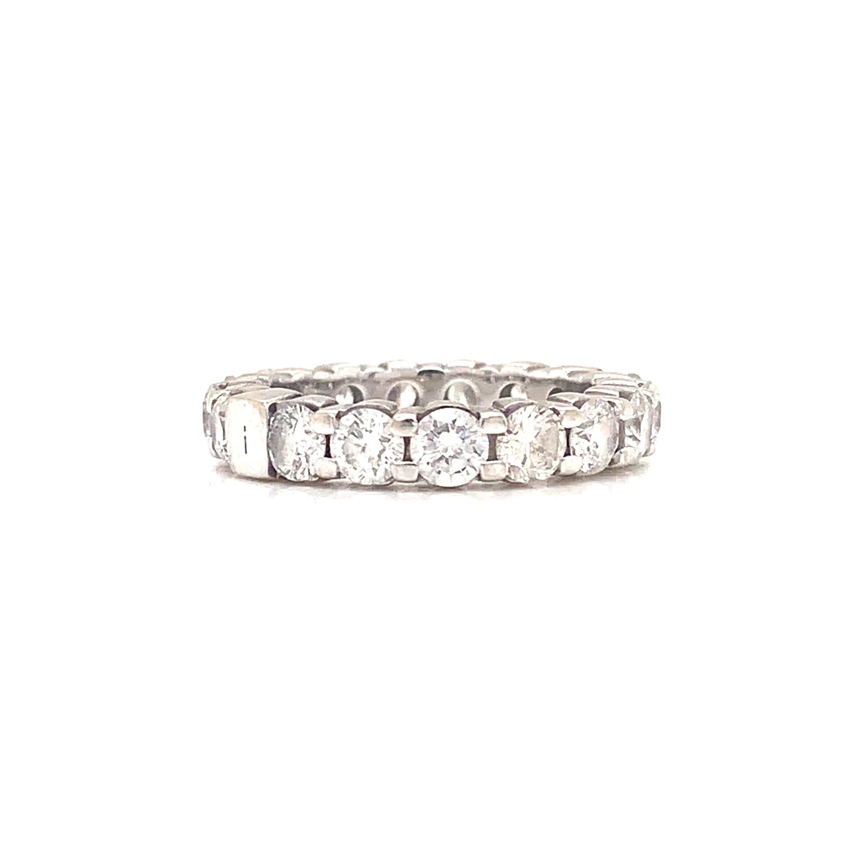 Modernist Eternity Diamond Wedding Band 14k White Gold For Sale