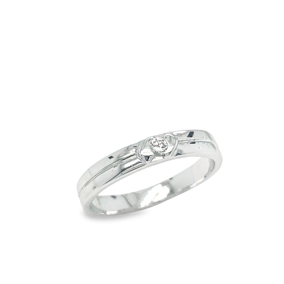Modern Diamond Wedding Band 18k White Gold For Sale