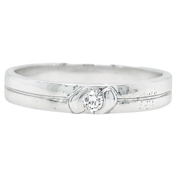 Fede nuziale con diamante in oro bianco 18k