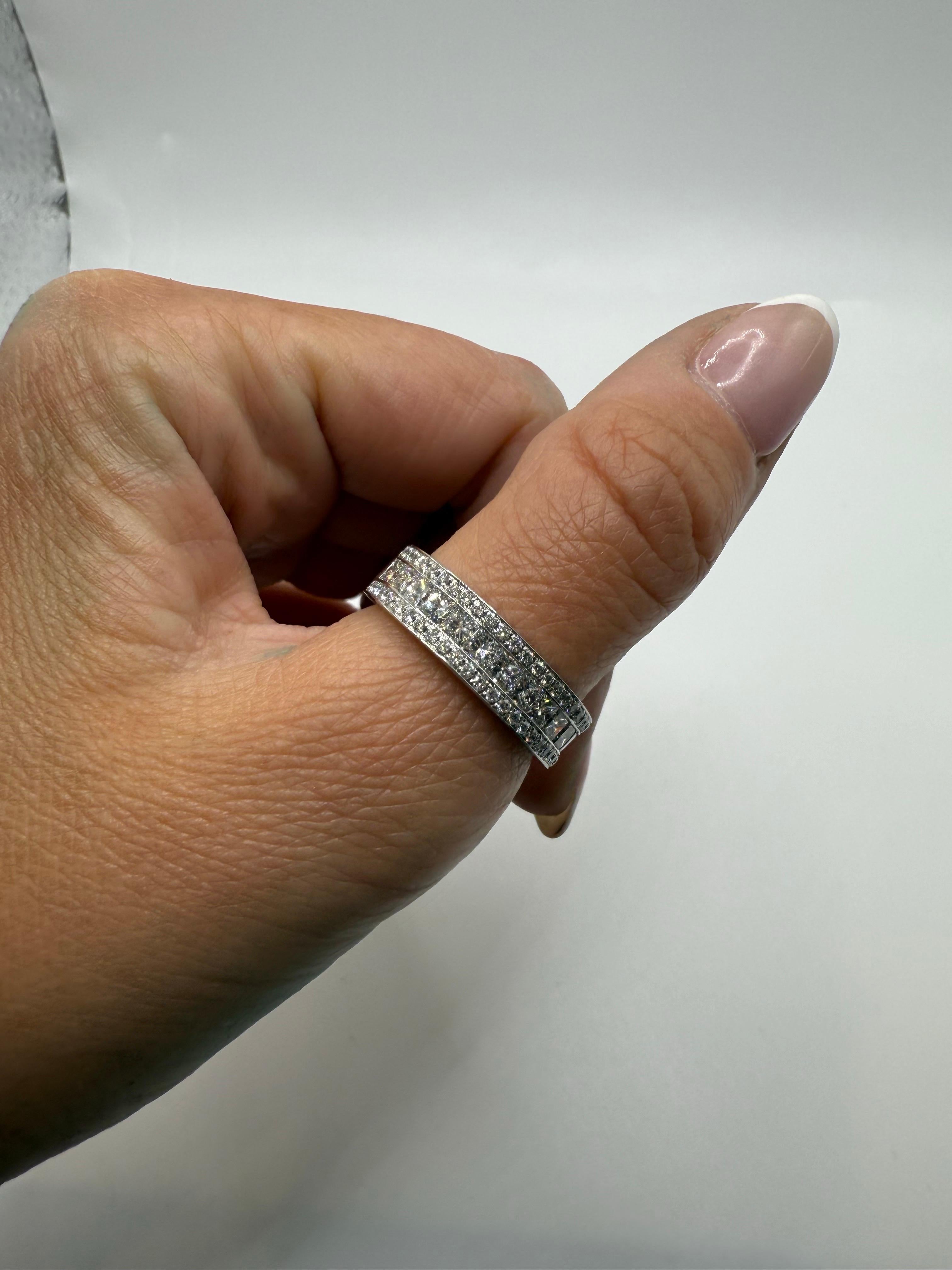 Taglio princess Fede nuziale con diamante in oro bianco 18KT 2,75ct in vendita