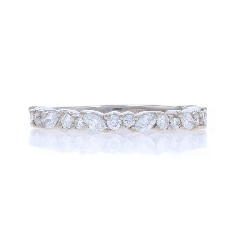 Size: 4 3/4

Note: Please contact us for a sizing quote

Metal Content: Platinum 950

Stone Information

Natural Diamonds
Carat(s): .36ctw
Cut: Marquise and Round Brilliant
Color: G - H
Clarity: SI1 - SI2

Total Carats: .36ctw

Style: Wedding Band