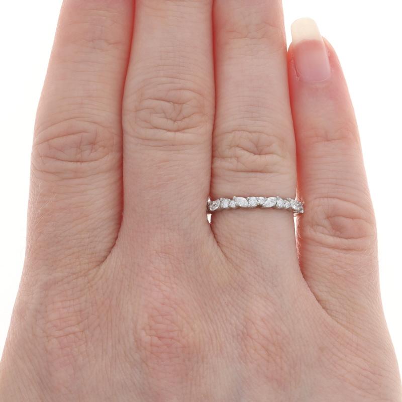 Round Cut Diamond Wedding Band - 950 Marquise & Round Brilliant .36ctw Ring For Sale