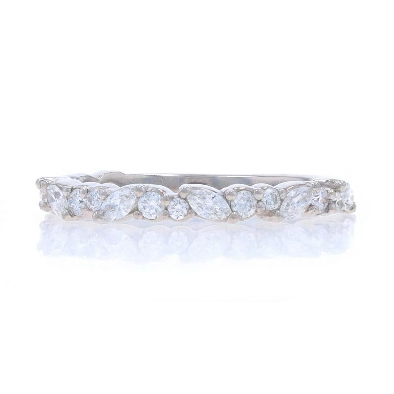 Diamond Wedding Band - 950 Marquise & Round Brilliant .36ctw Ring In Excellent Condition For Sale In Greensboro, NC