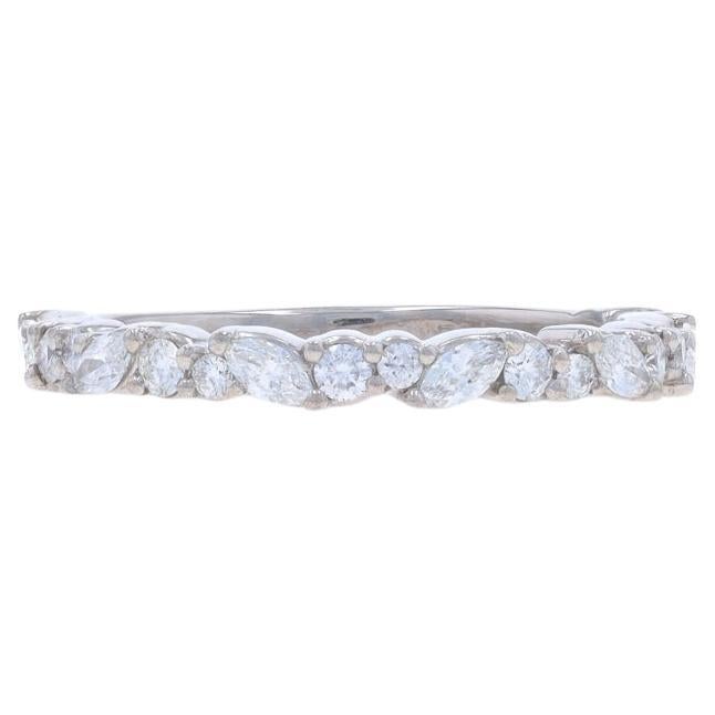 Diamond Wedding Band - 950 Marquise & Round Brilliant .36ctw Ring