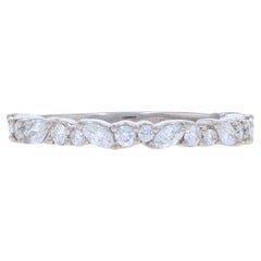 Diamond Wedding Band - 950 Marquise & Round Brilliant .36ctw Ring
