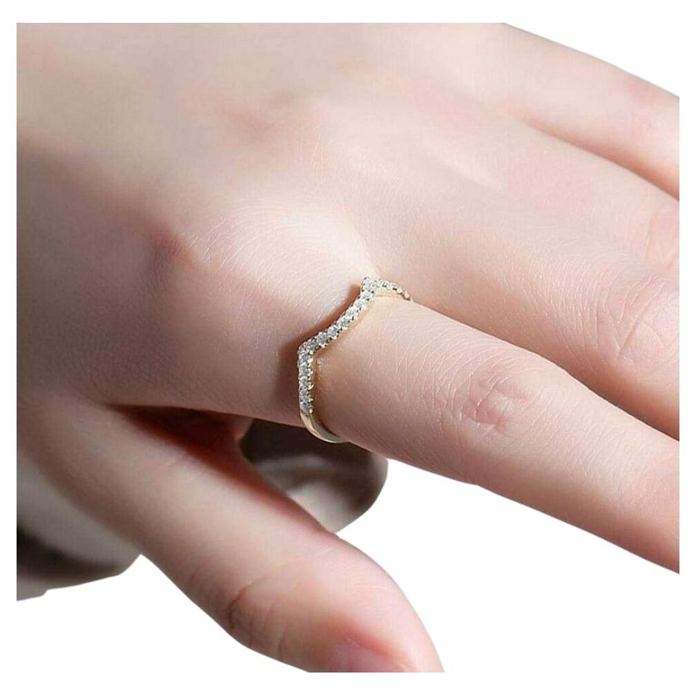 Diamant Hochzeit Band gebogen 14k Gold Frauen Band Diamant Ring