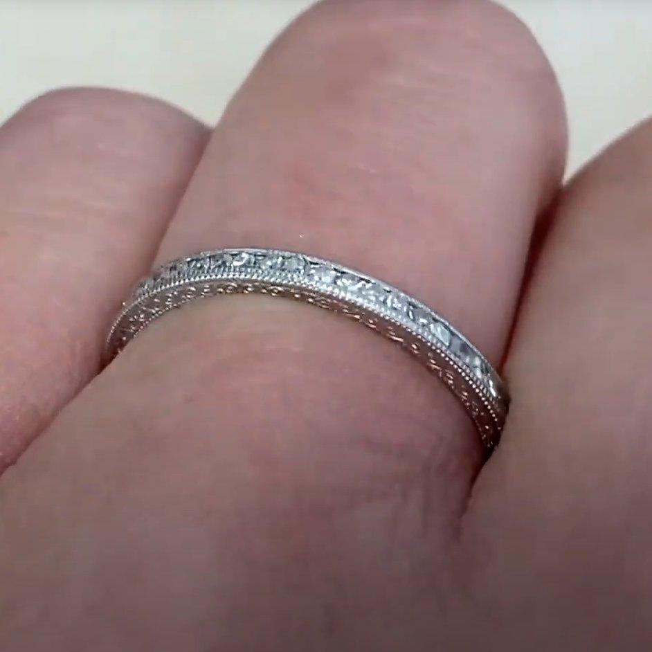 Old European Cut Vintage-Style Diamond Channel-Set Eternity Wedding Band, Platinum For Sale