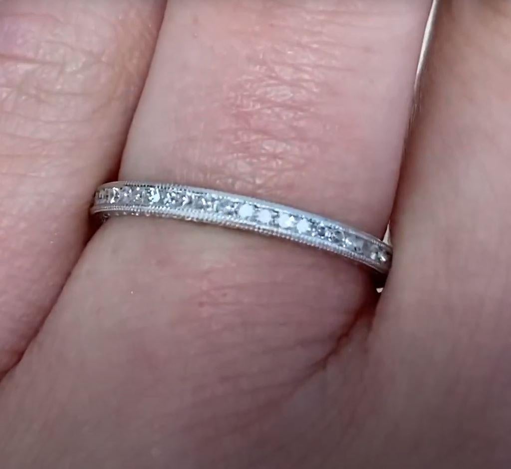 Diamond Wedding Band, H Color, Platinum, Vintage Style In Excellent Condition For Sale In New York, NY