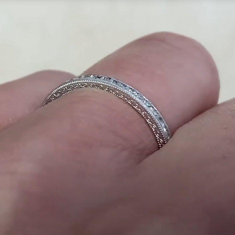 Vintage-Style Diamond Channel-Set Eternity Wedding Band, Platinum In Excellent Condition For Sale In New York, NY