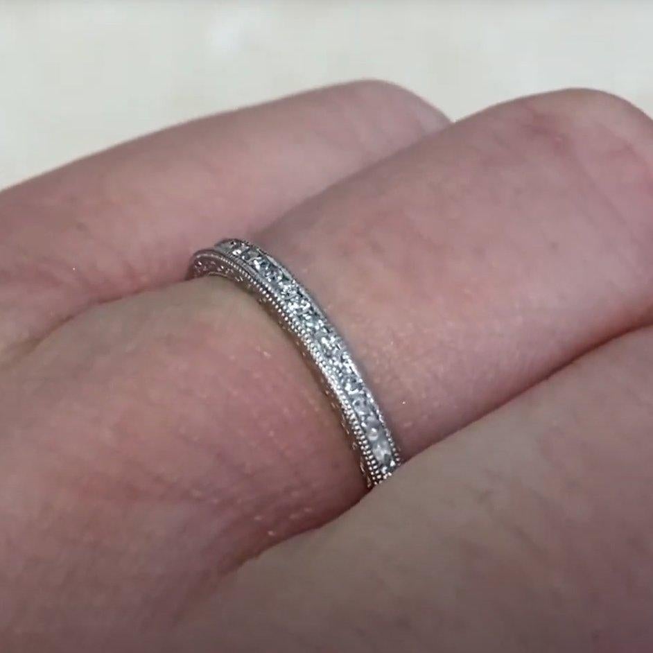 Women's Vintage-Style Diamond Channel-Set Eternity Wedding Band, Platinum For Sale