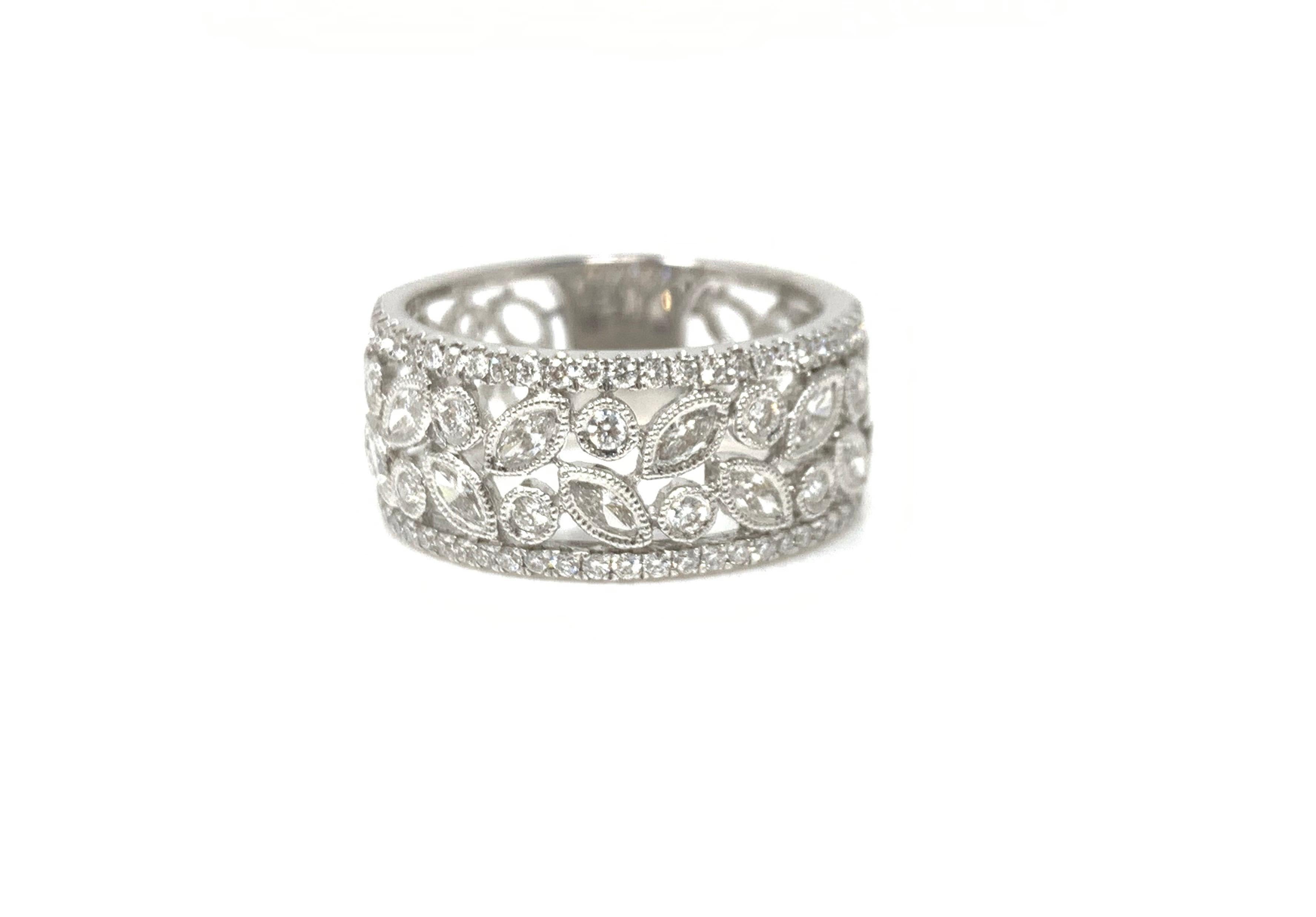 Contemporary Diamond Wedding Band in 18 Karat White Gold For Sale