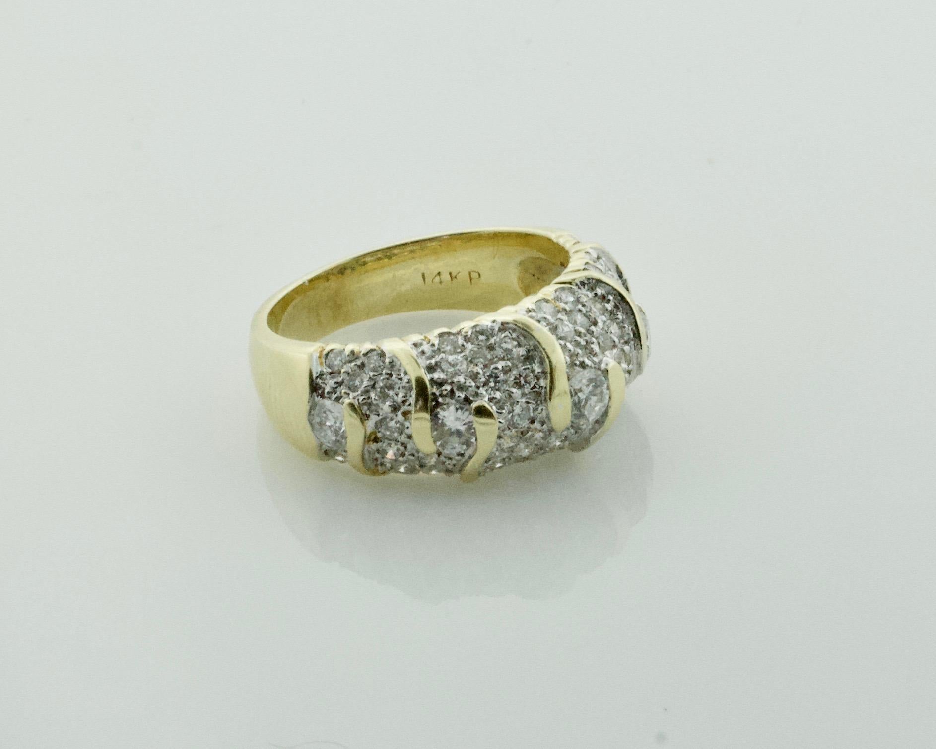Diamant-Hochzeitsring aus Gelbgold 1,20 Karat (Moderne) im Angebot
