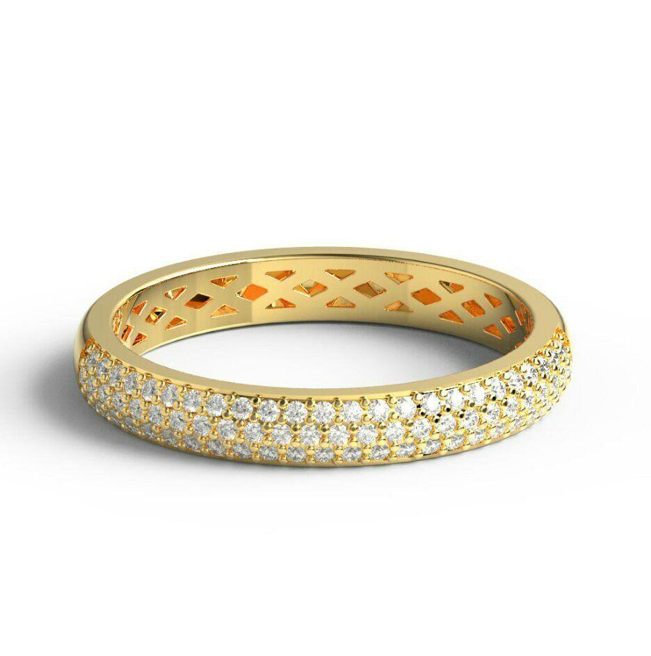 Bague d'alliance en or massif 14 carats et diamants pour cadeau de Valentin en vente 4