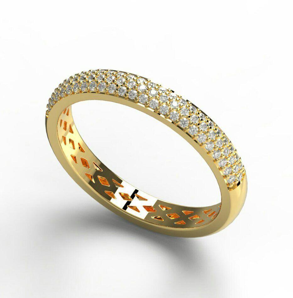 Taille ronde Bague d'alliance en or massif 14 carats et diamants pour cadeau de Valentin en vente