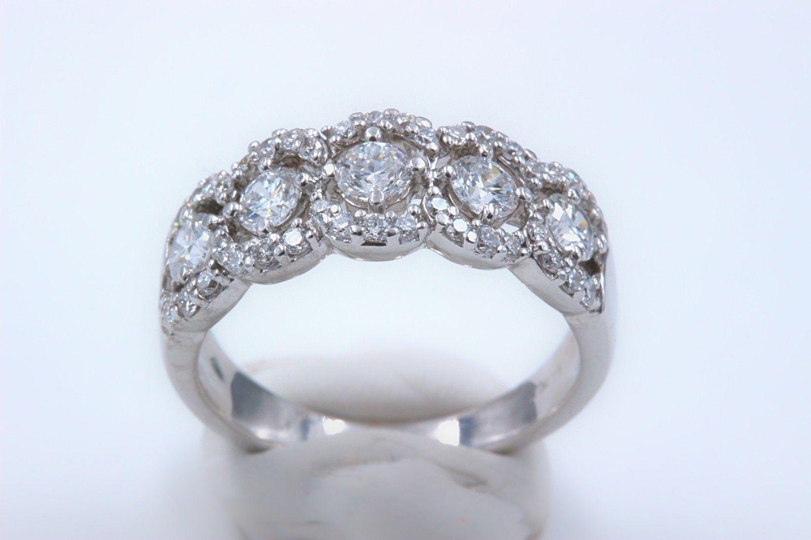 Diamond Wedding Band Ring Halo Design 14 Karat White Gold For Sale 5