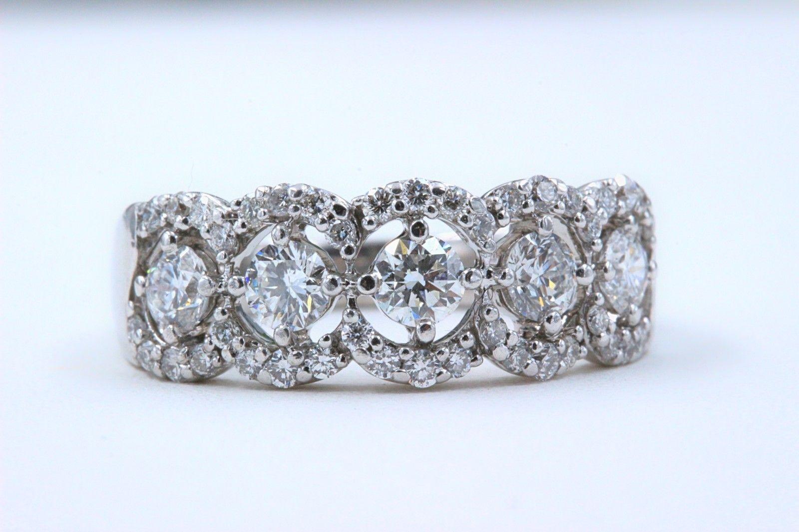 Diamond Wedding Band Ring Halo Design 14 Karat White Gold For Sale 6