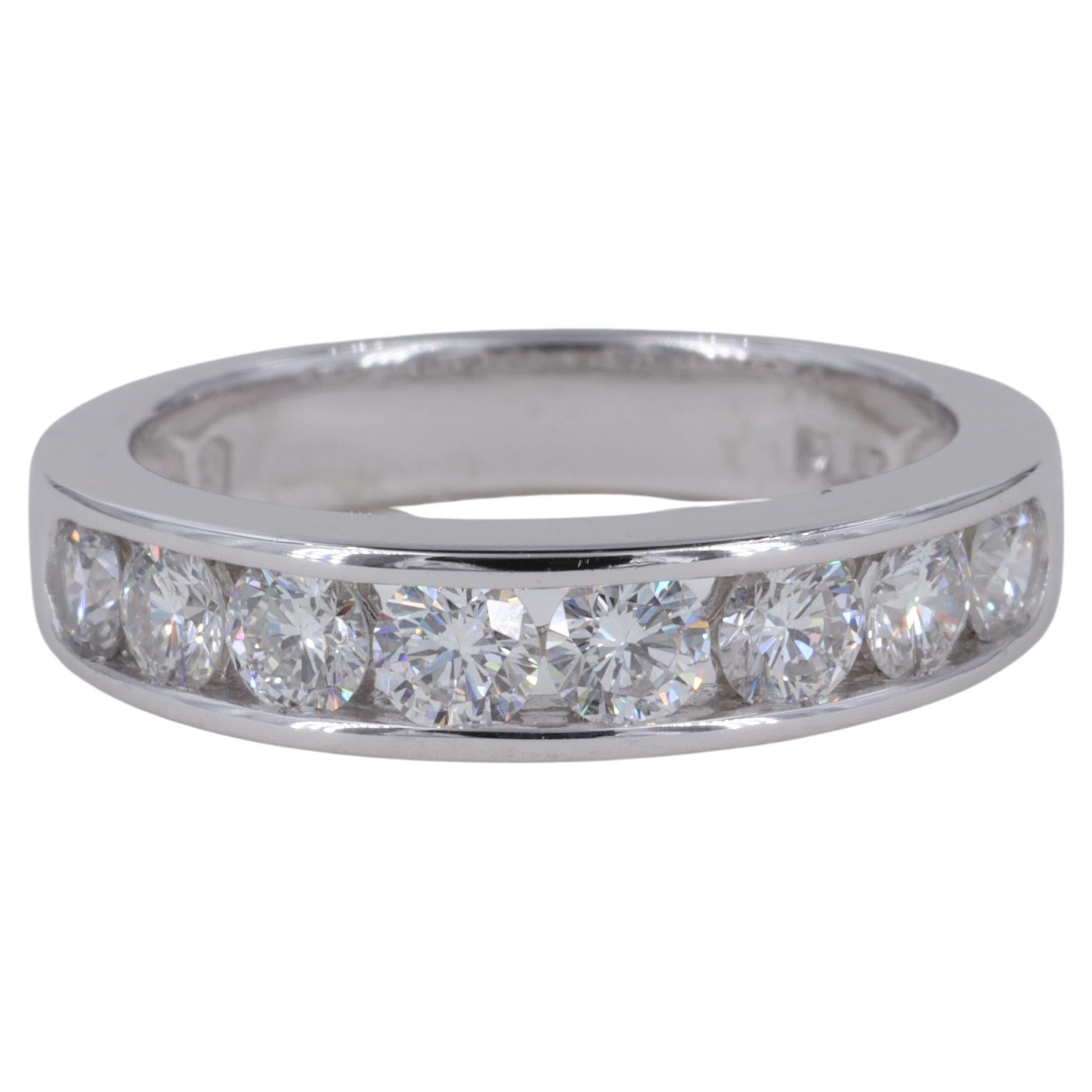 Diamond Wedding Band Round Brilliant Cut Channel Set in Platinum For Sale