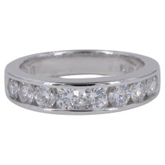 Diamond Wedding Band Round Brilliant Cut Channel Set in Platinum