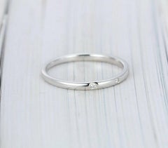 Diamond Wedding Band Round Cut 14k White Gold Ring