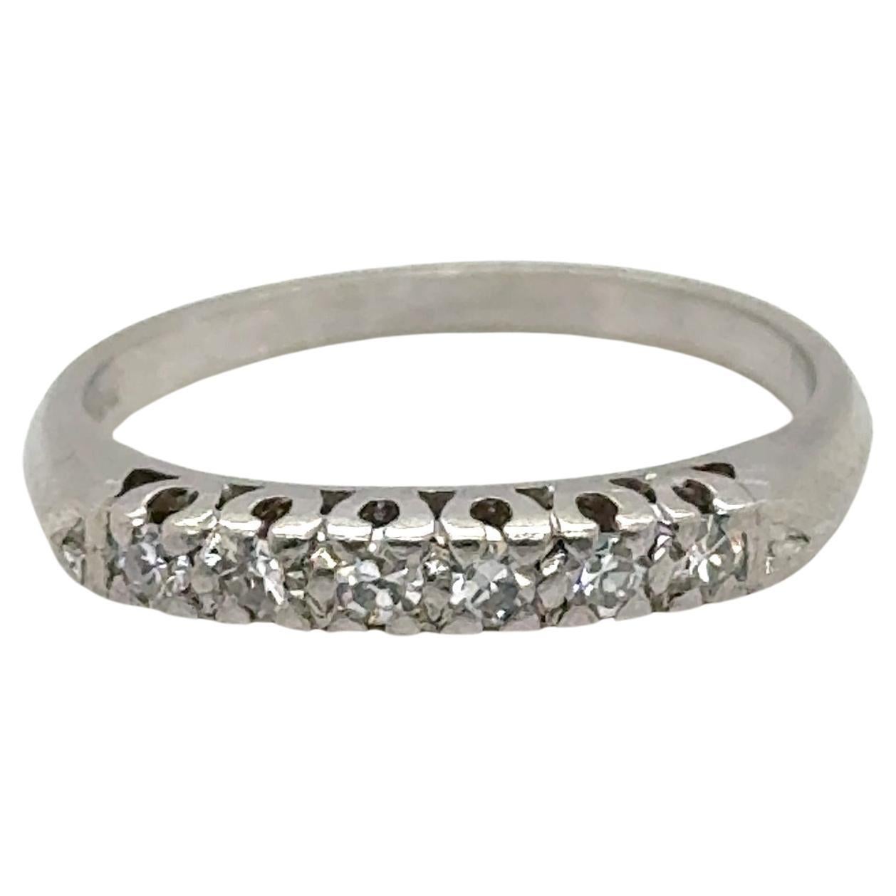 Diamond Wedding Band Single Cut Art Deco Antique 1930s Platinum Ring For Sale
