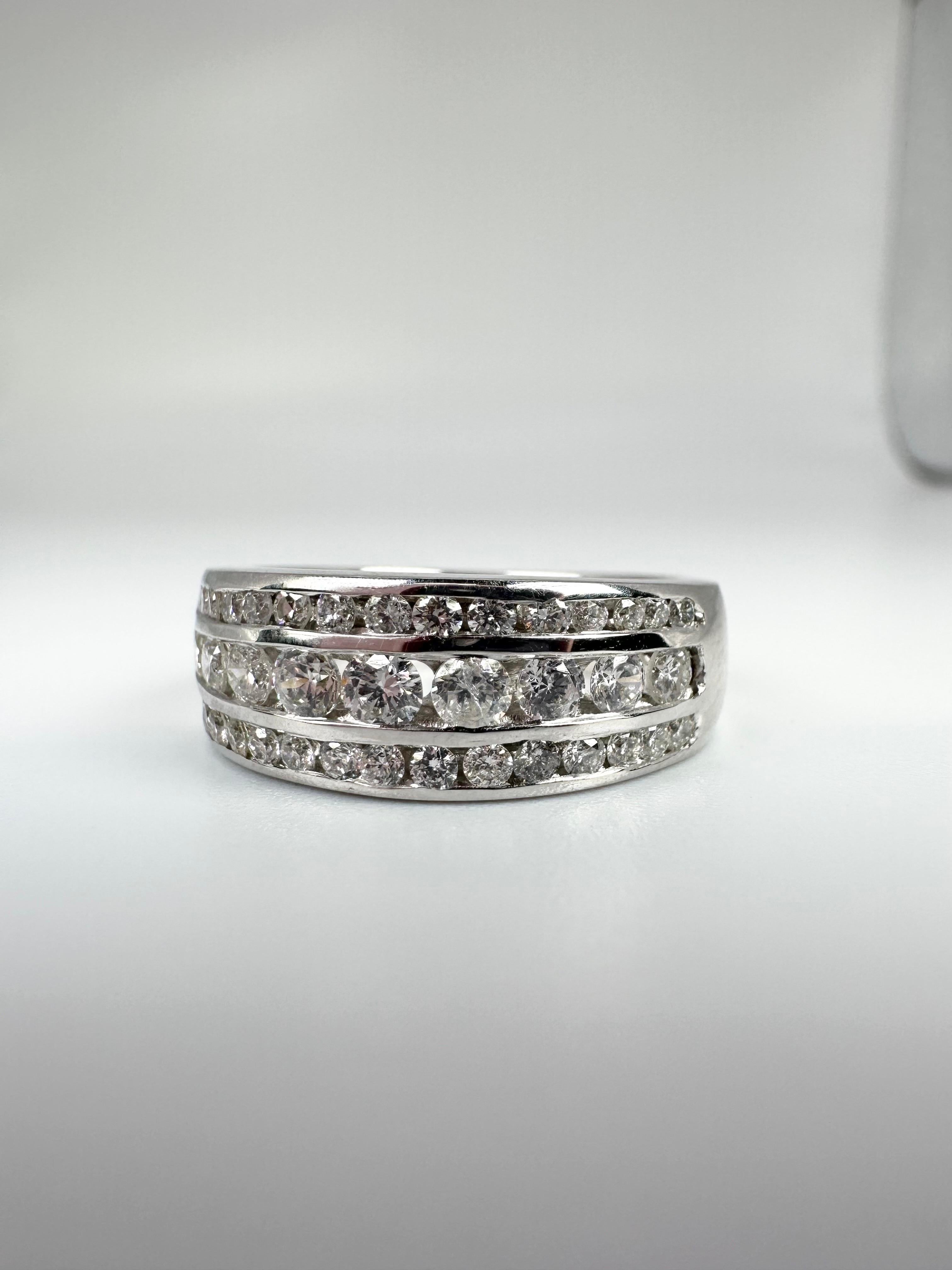 Diamond Wedding Band Wide Diamond Ring 14 Karat White Gold 0.75 Carat In New Condition For Sale In Jupiter, FL