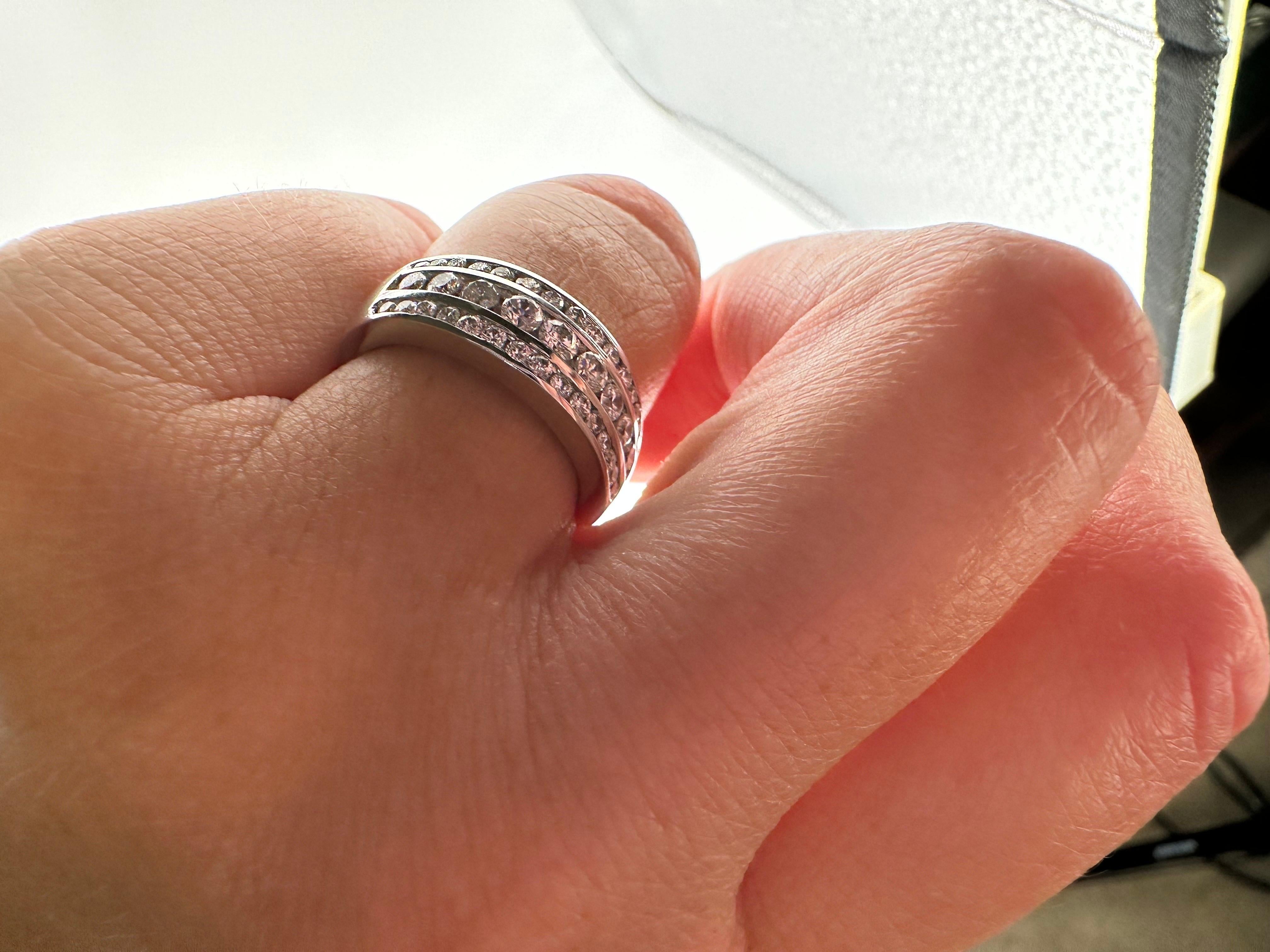 Diamond Wedding Band Wide Diamond Ring 14 Karat White Gold 0.75 Carat For Sale 4