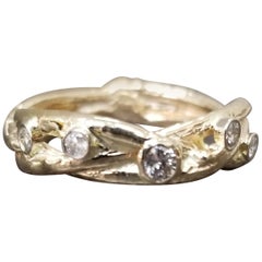 Diamond Wedding Bark Woven Ring