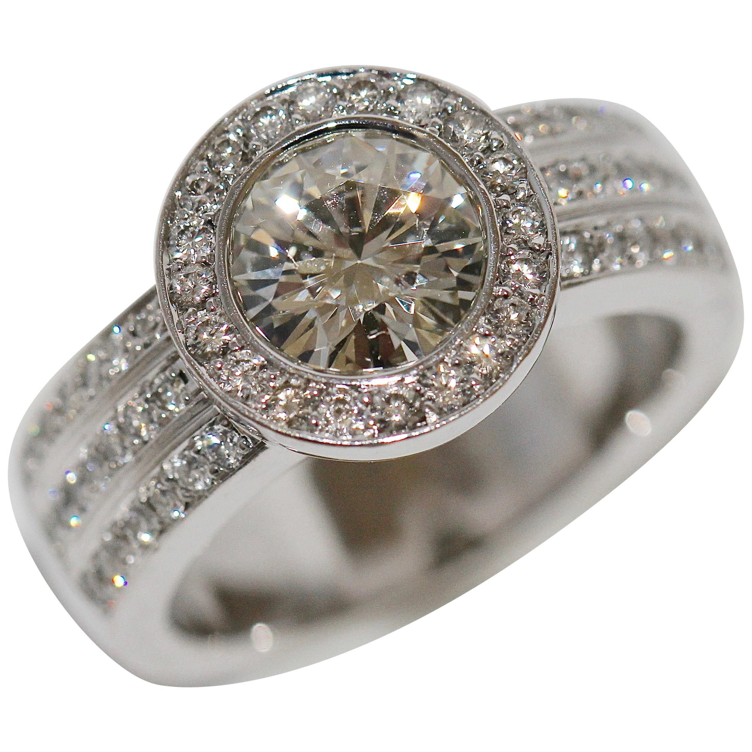 Diamond Wedding, Engagement Ring with Solitaire 2.1 Carat, IF, 18 Karat Gold