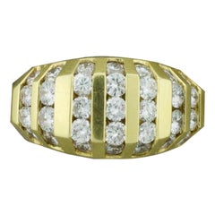 Bague de mariage ou de mode en or jaune 18 carats avec diamants, c. 1970