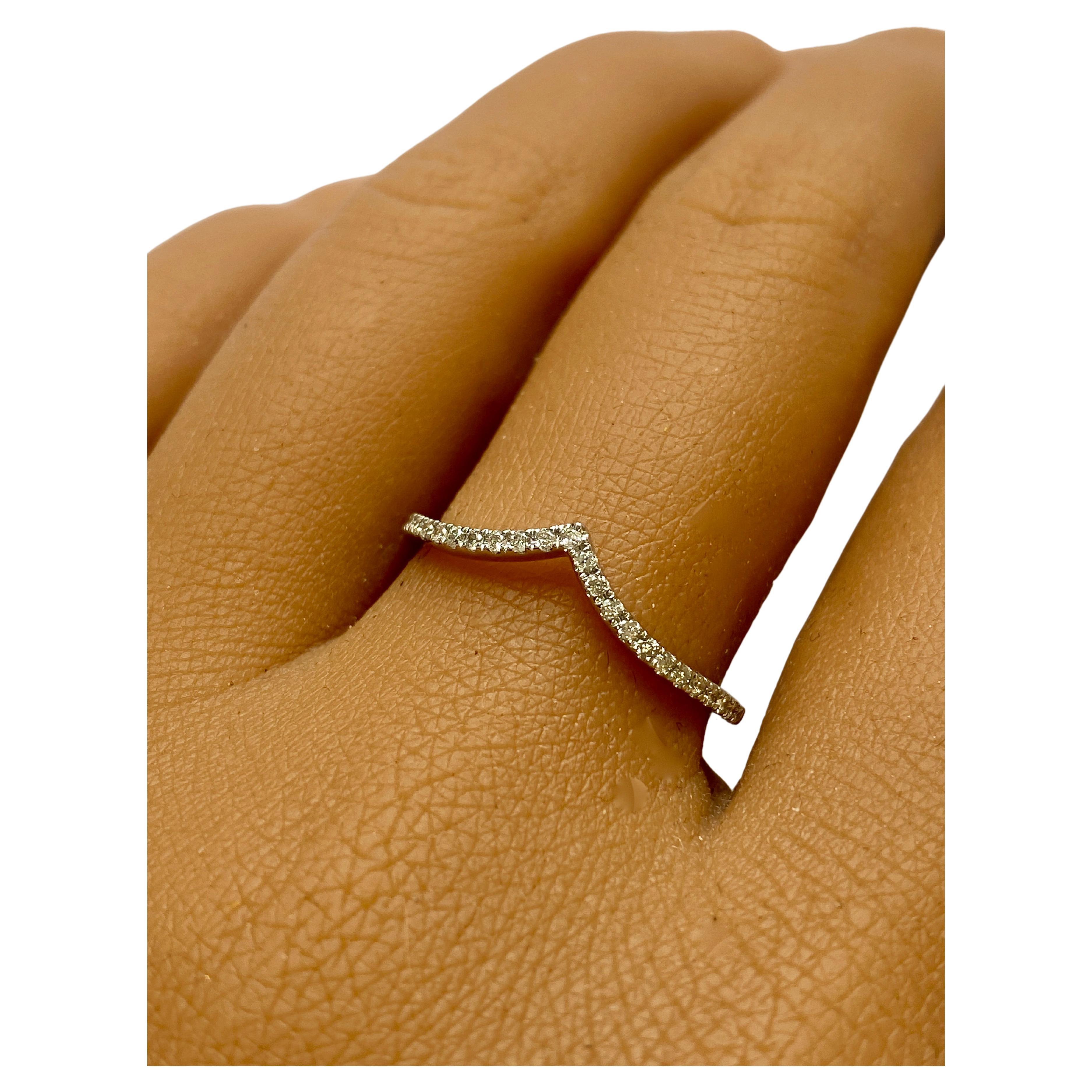Diamant-Hochzeitsring, Ring aus 14 Karat Weißgold mit natürlichen Diamanten, minimalistisch