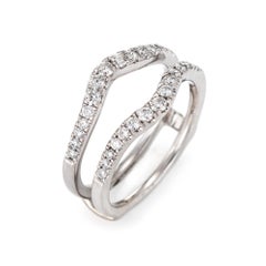 Diamond Wedding Ring Guard Wrap Estate 14 Karat White Gold Fine Bridal Jewelry