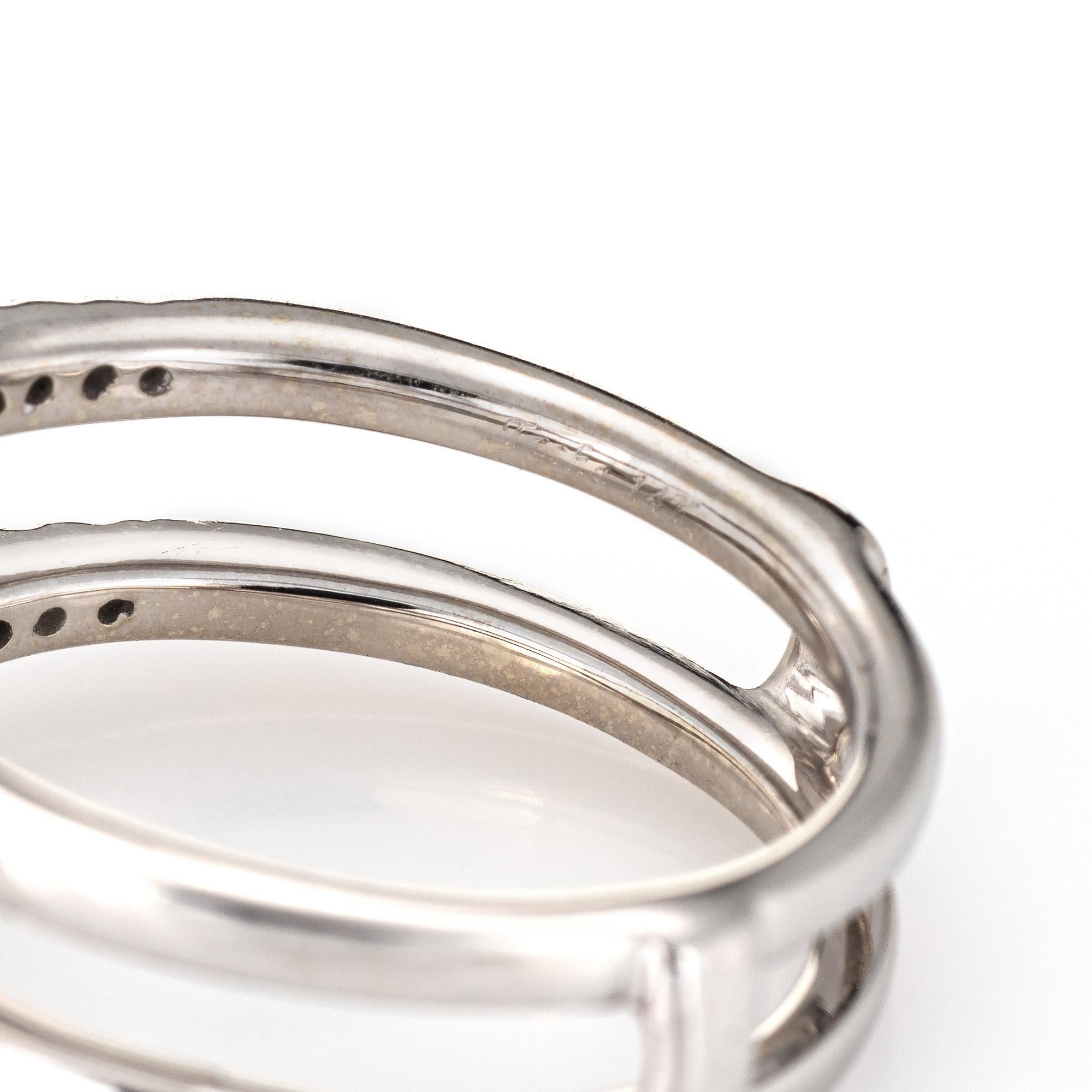 Women's Diamond Wedding Ring Guard Wrap Estate 14 Karat White Gold Fine Bridal Jewelry