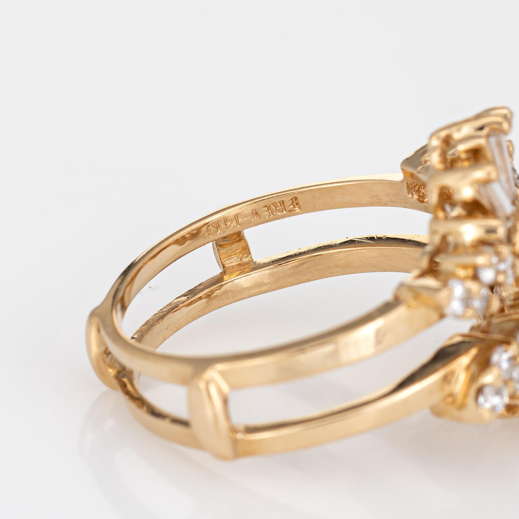 Women's Diamond Wedding Ring Guard Wrap Vintage 14k Yellow Gold Estate Jewelry