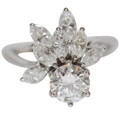 Diamond Wedding Ring with Solitaire 1.01 Carat, River, VS1, 18 Karat Gold