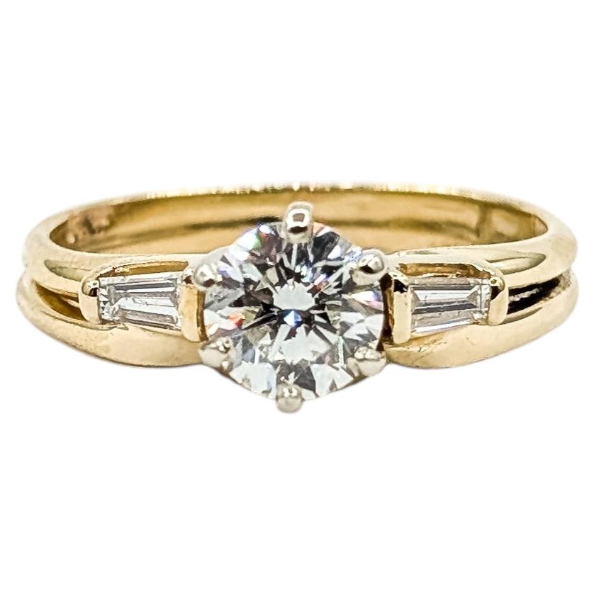 Conjunto de anillos de boda con diamantes en oro amarillo de 14k