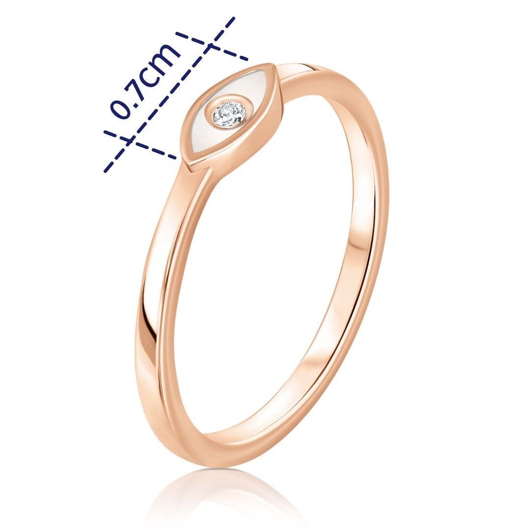 For Sale:  Diamond White Enamel Evil Eye Ring in 14K Rose Gold, Shlomit Rogel 3
