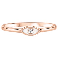 Diamant-Diamant-Weiß-Emaille-Ring Evil Eye in 14K Roségold, Shlomit Rogel