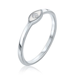 Diamond White Enamel Evil Eye Ring in 14K White Gold, Shlomit Rogel