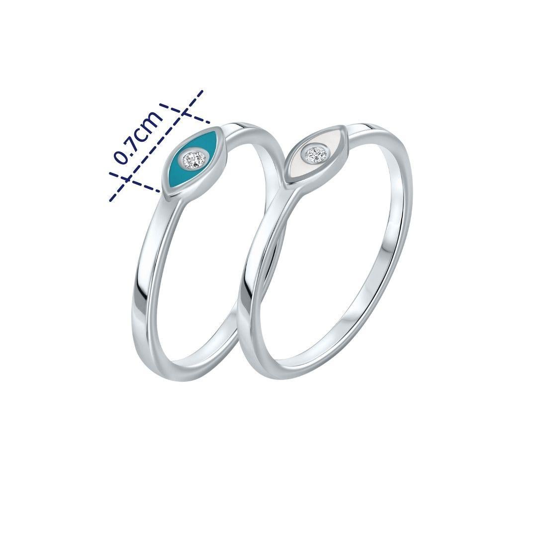 For Sale:  Diamond White Enamel Evil Eye Ring in 14K White Gold, Shlomit Rogel 3
