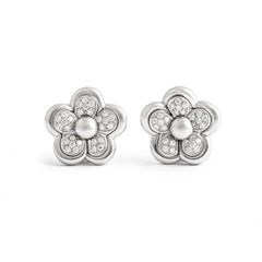 Diamond White Gold 18K Flower Ear Clips