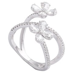 Diamond White Gold 18K Ring Crossover Flower