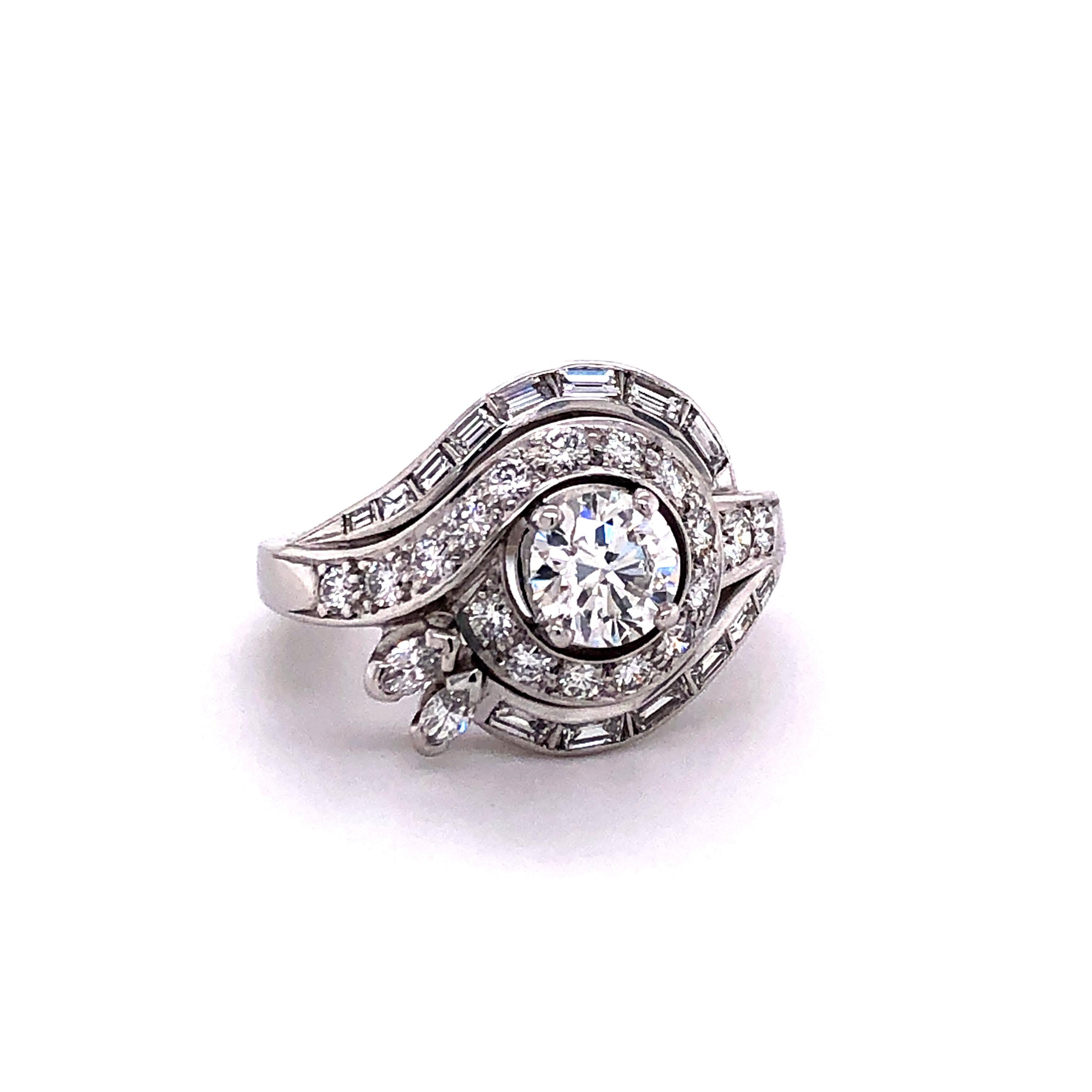 Contemporary Unique Diamond Cocktail Ring in 18 Karat White Gold For Sale