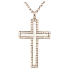 Diamant-Weißgold-Kreuz-Anhänger 750 mit Diamant