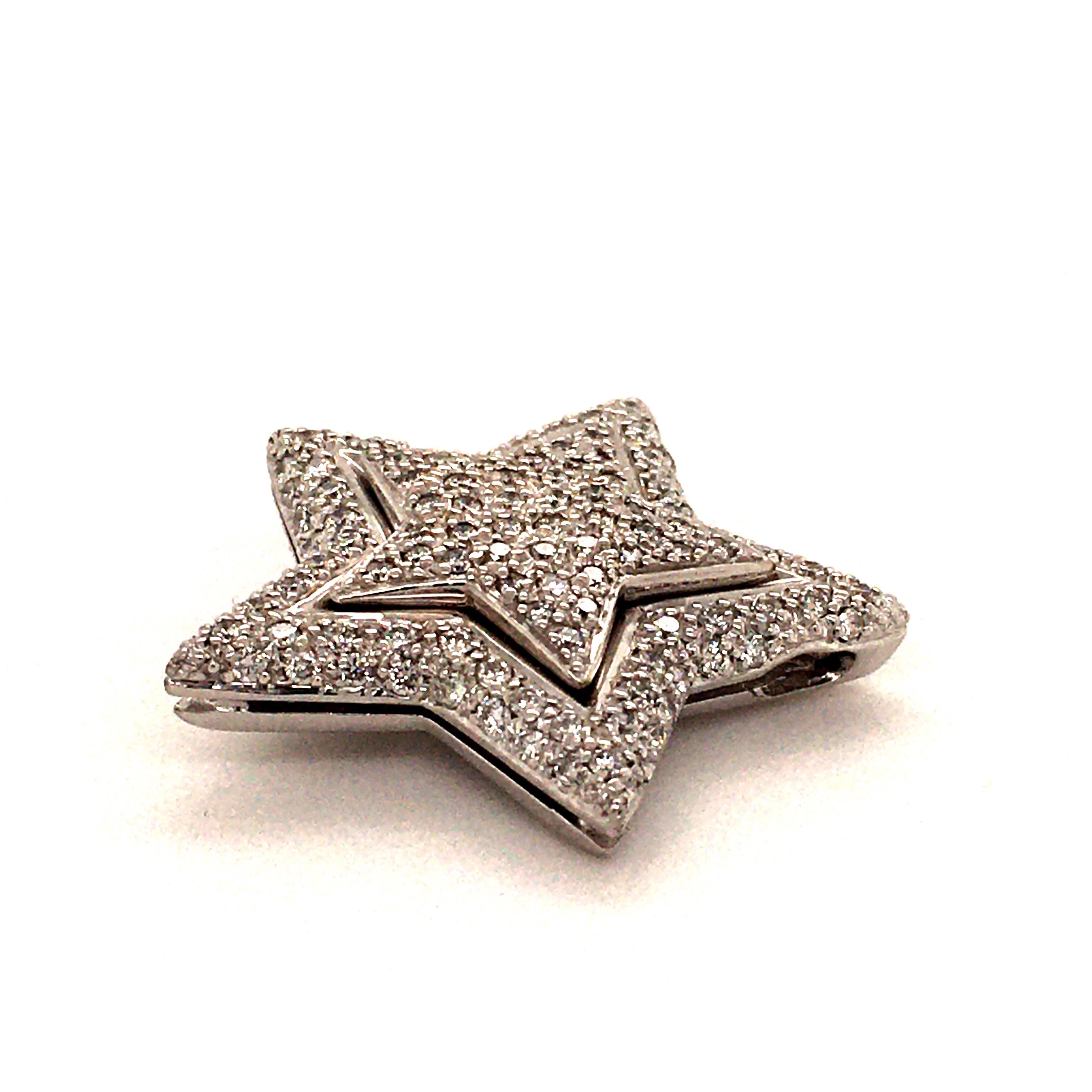Diamond White Gold 750 Double Star Pendant 1
