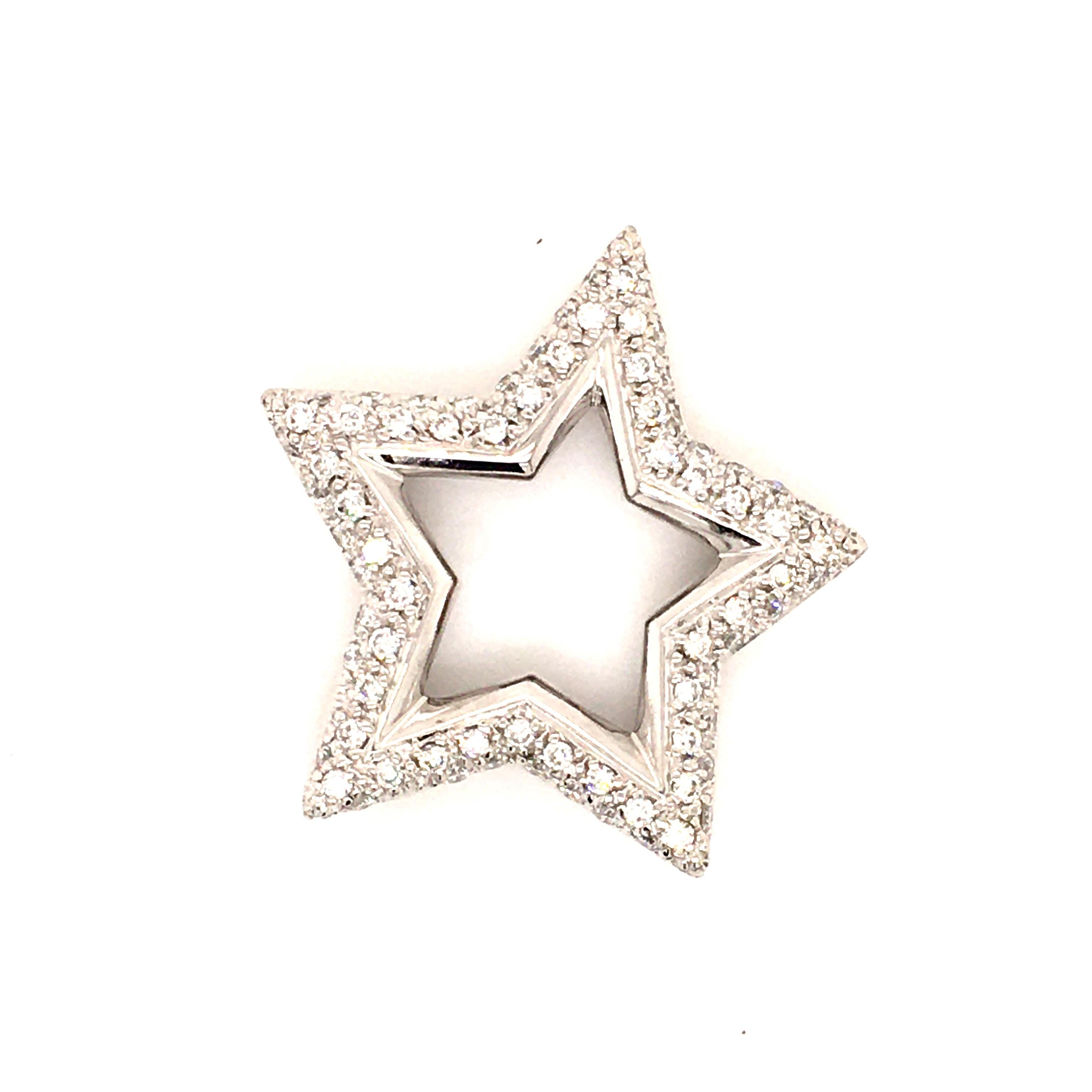 Diamond White Gold 750 Double Star Pendant 6