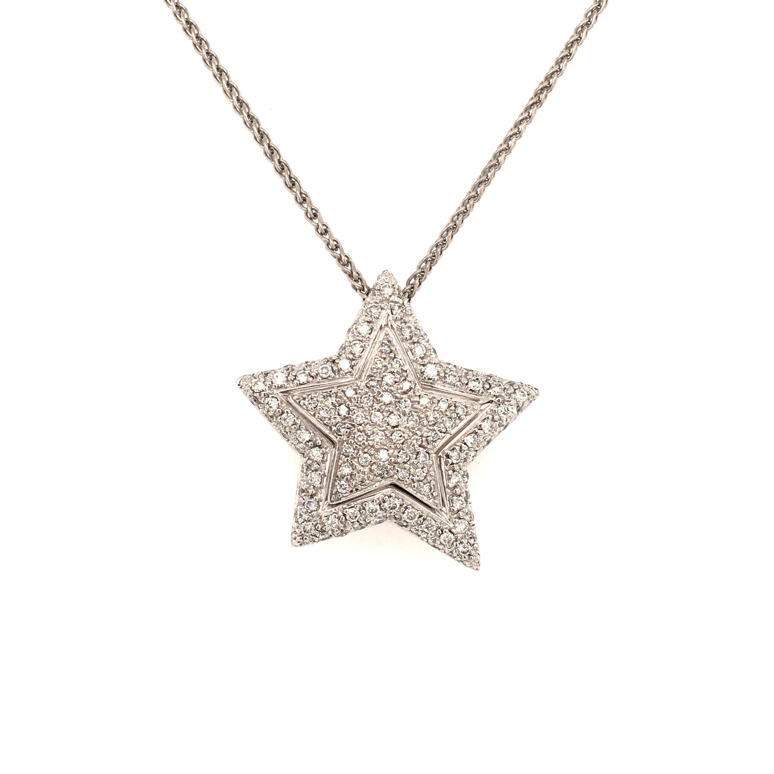 diamond star necklace white gold