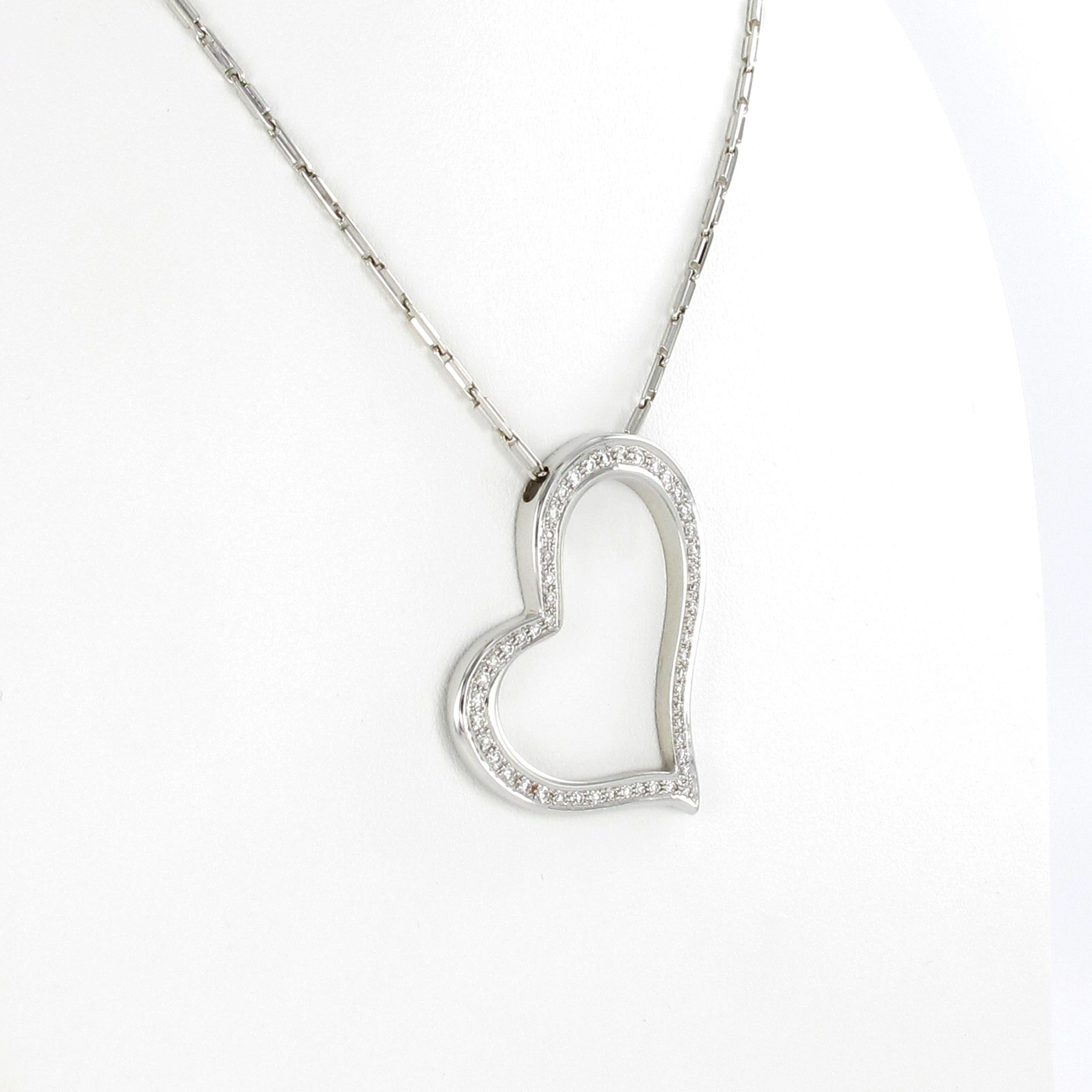 Contemporary Diamond White Gold 750 Heart Pendant With Chain For Sale