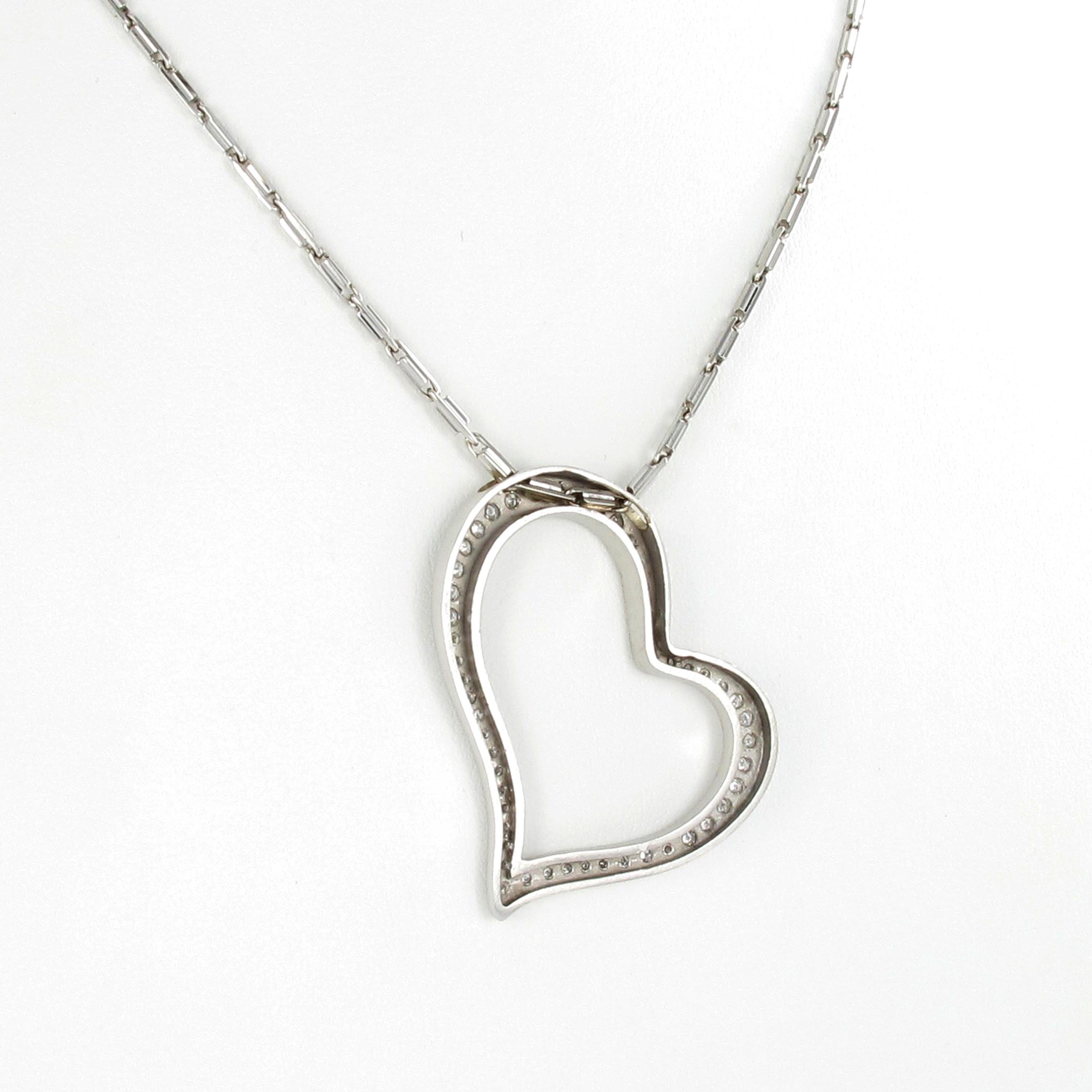 Diamond White Gold 750 Heart Pendant With Chain In Excellent Condition For Sale In Lucerne, CH