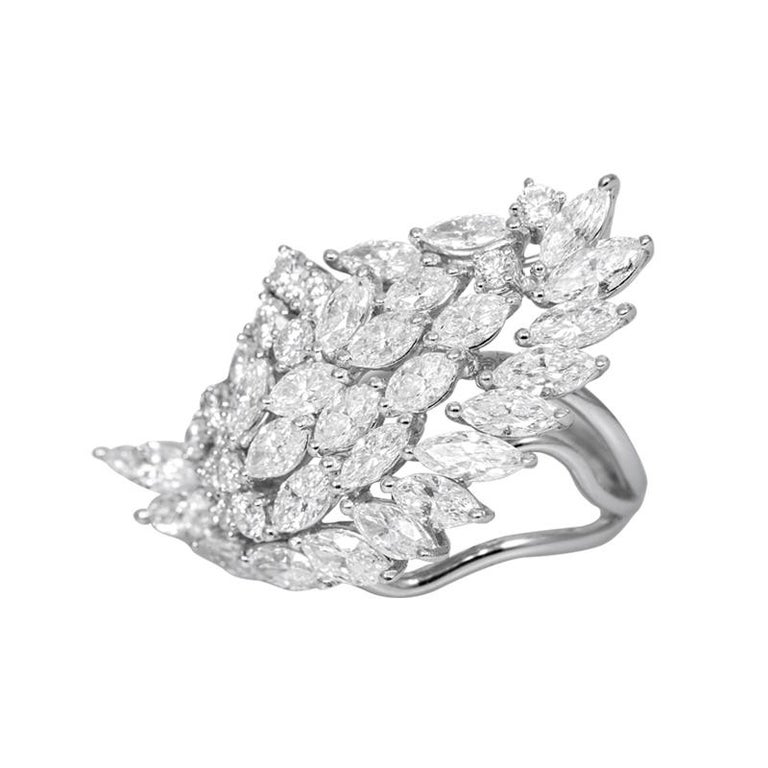 White Gold 18 K, Diamond Round Marquise, Unique Art, Wedding Angel